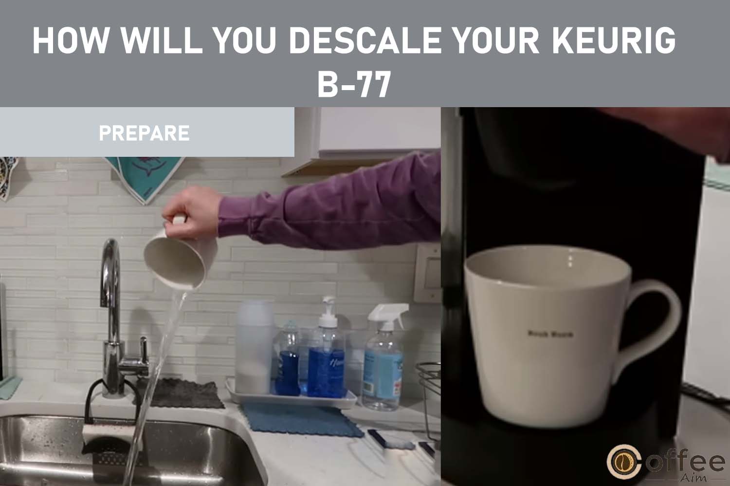 To descale your Brewer, gather 48 fluid ounces of undiluted white vinegar, an empty sink, and a large ceramic mug. Drain the Water Reservoir and deactivate the "Auto-Off" function.