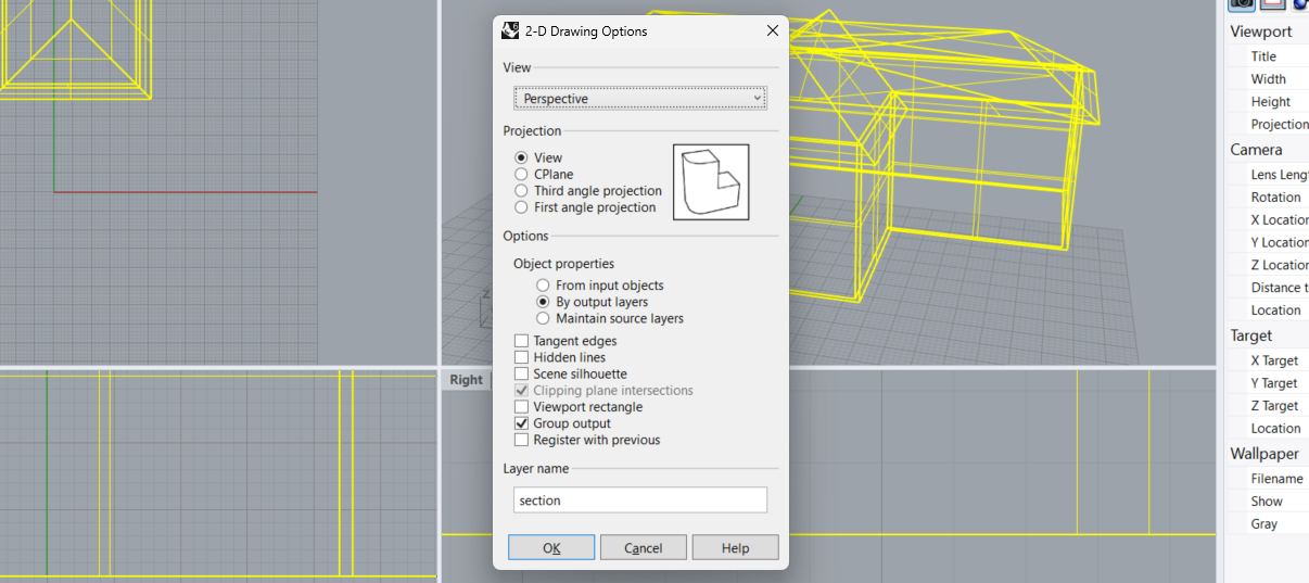 the default make2d setting when creating a 