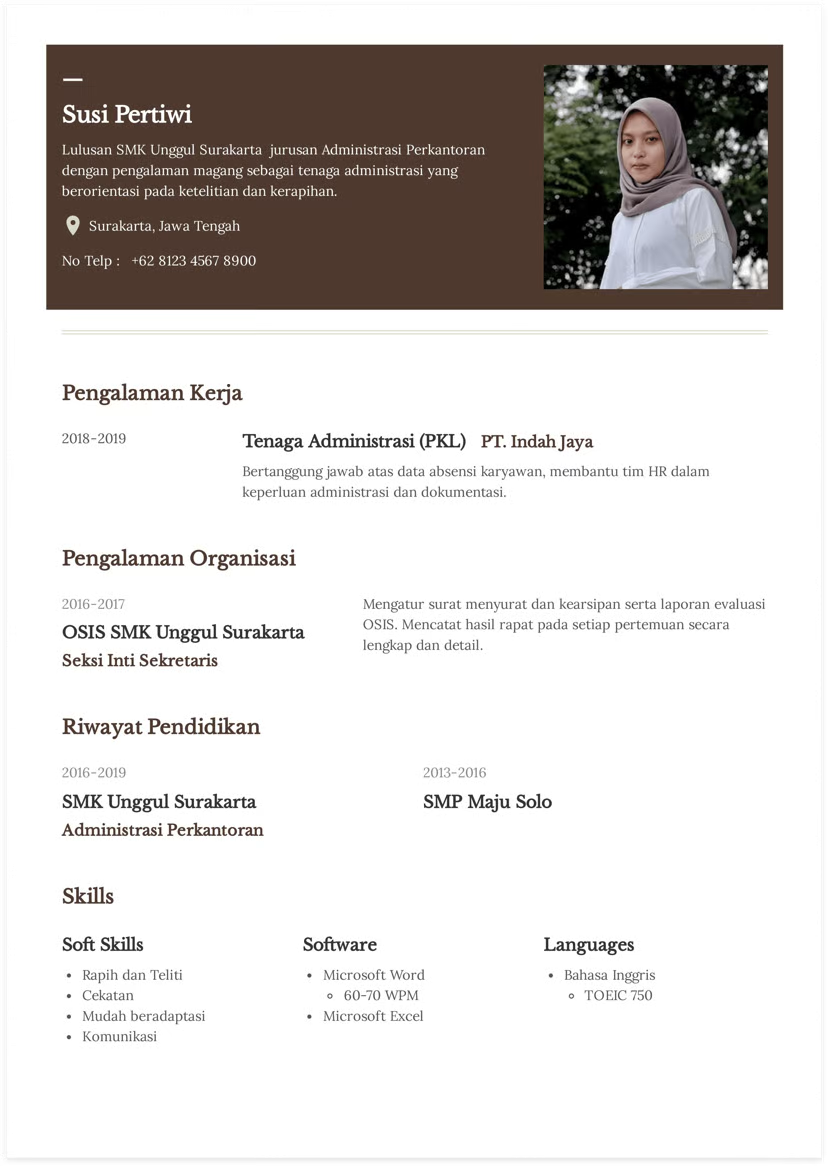 Cara membuat dan contoh cv fresh graduate smk berbagai jurusan blog