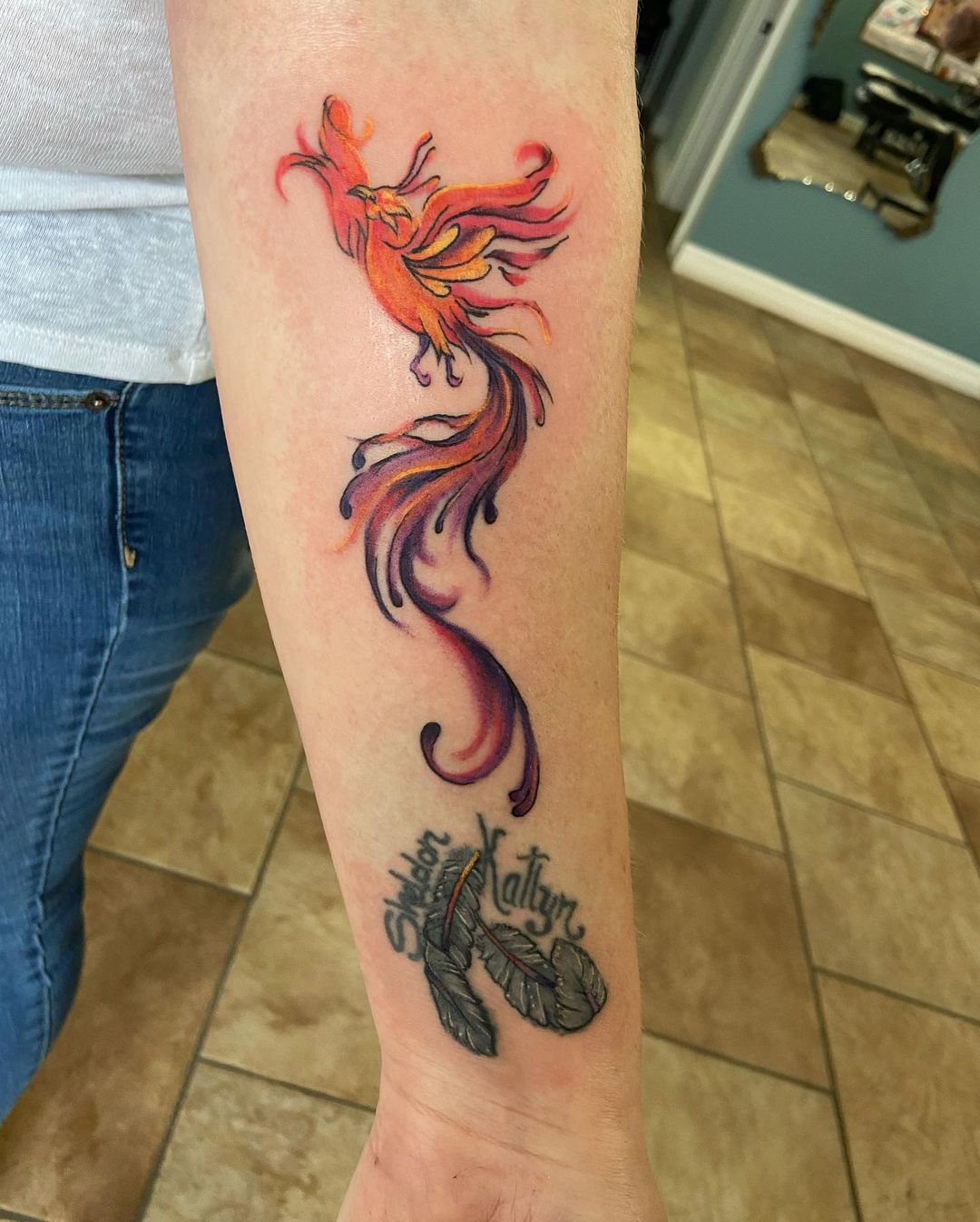 Sunset Themed Phoenix Tattoos
