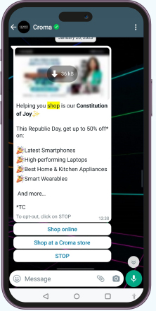 chatbot for lead generation | Image showing an example of whatsapp chatbot interface