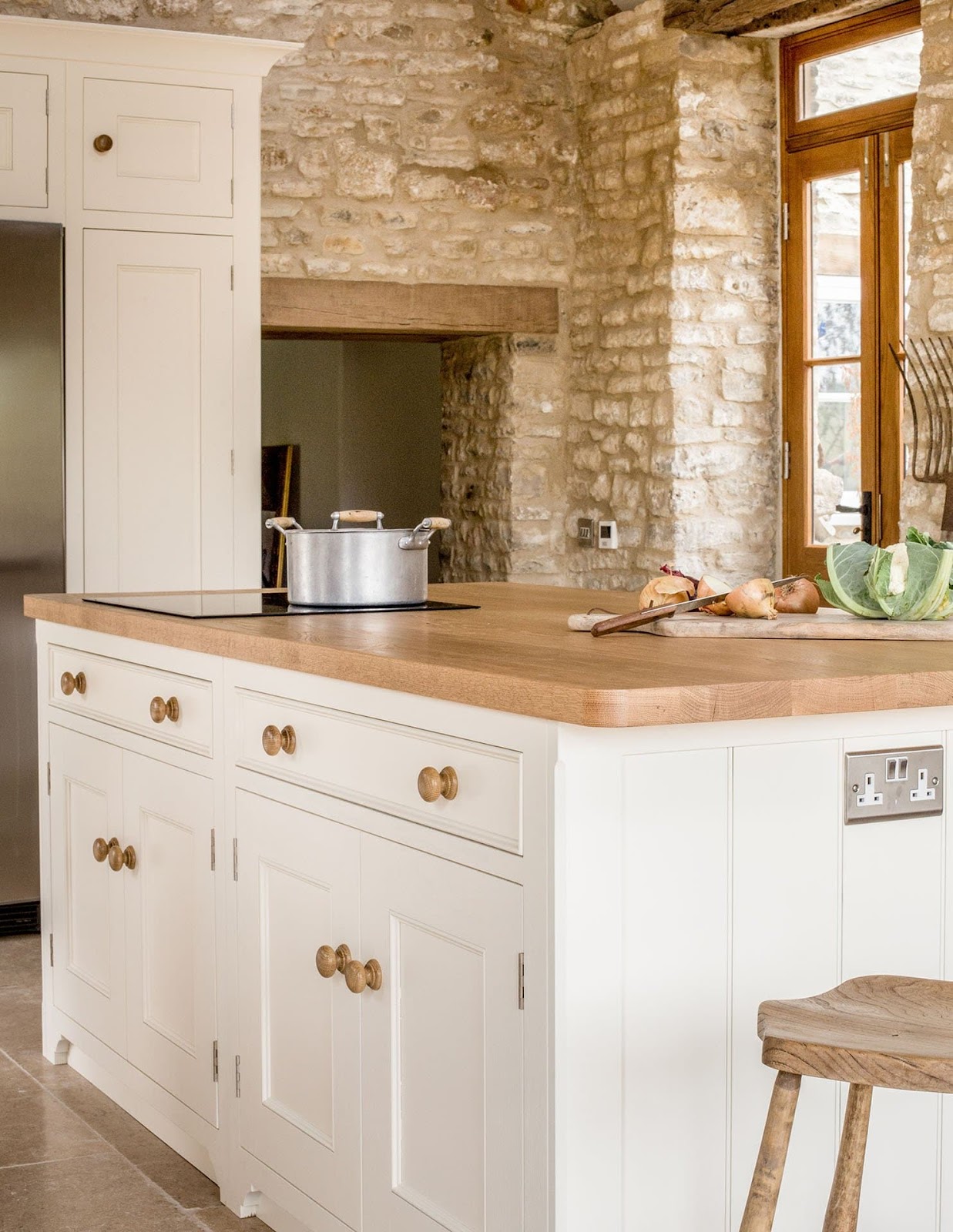 Barn conversion kitchen in Farrow and Ball Tallow
