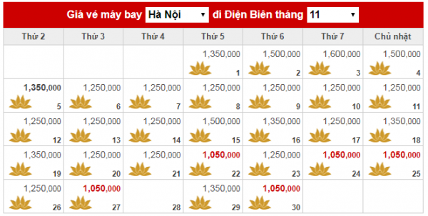 Giá vé máy bay đi Điện Biên
