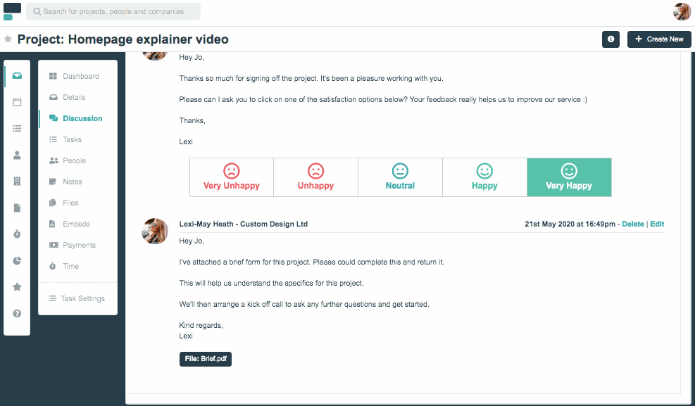 Project.co discussions tab