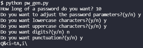 adjusted python password generator