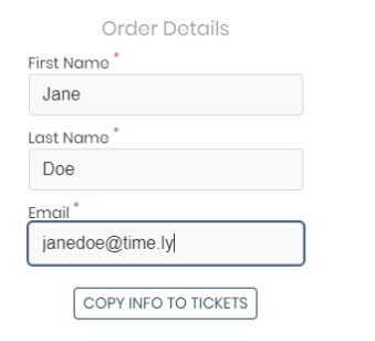 screenshot of order details on event registration checkout