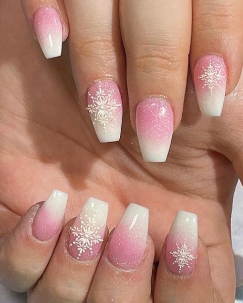 The Snowflake pink ombre nail