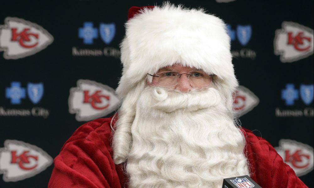 Andy Reid entering Chiefs' lockers as Santa is perfect Christmas GIF