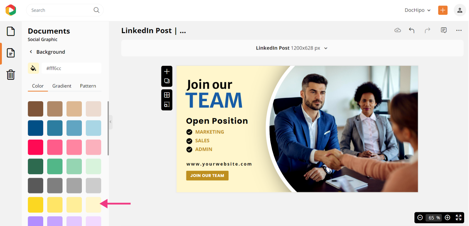 Change background color in LinkedIn post template 