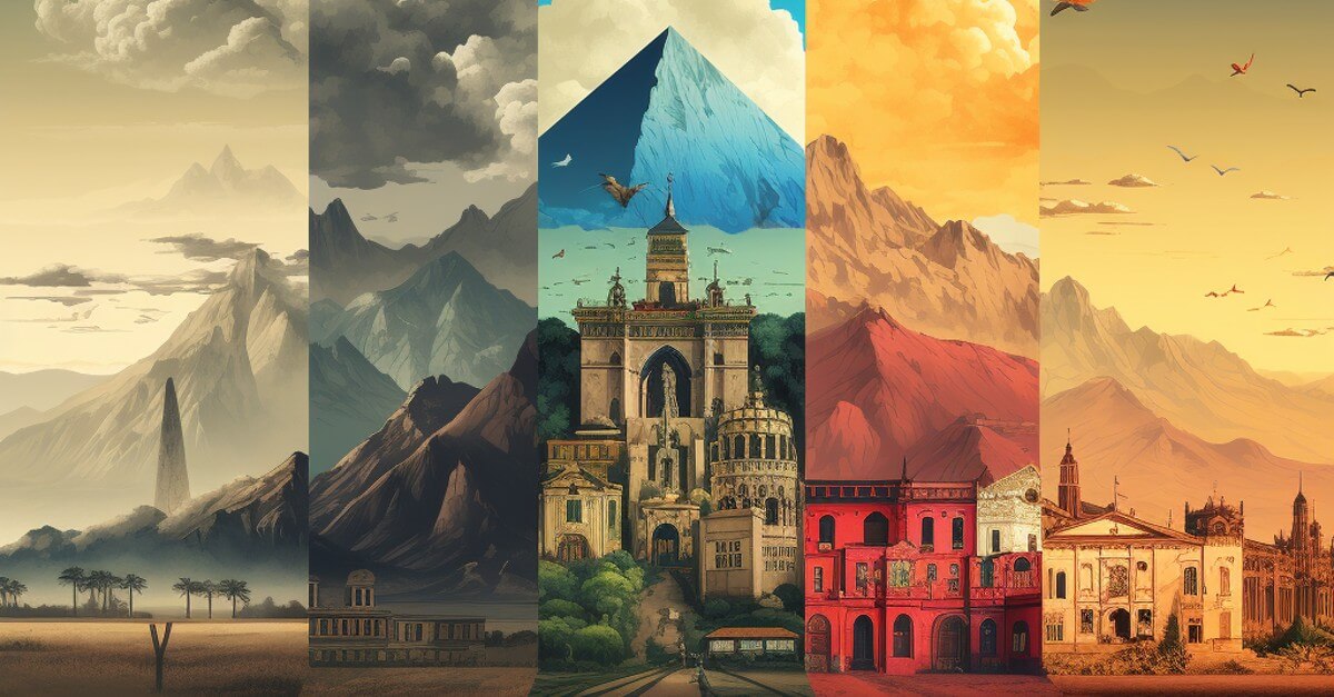  pastiche image highlighting recognizable elements from the following countries: Argentina, Venezuela, Lebanon, Egypt, Turkey, and Nigeria.
