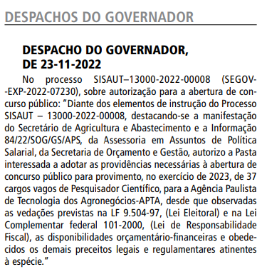 Concurso APTA SP: Autorizado!