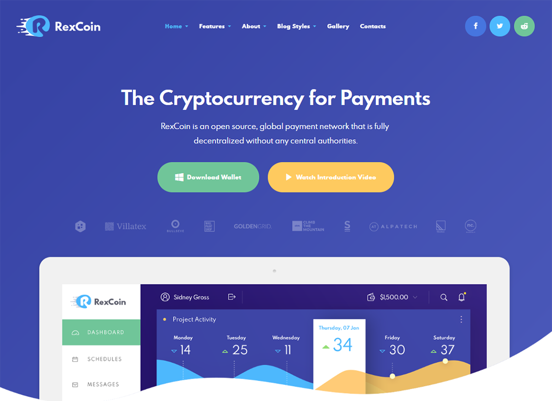 RexCoin |  Un tema de WordPress para ICO de monedas y criptomonedas multipropósito