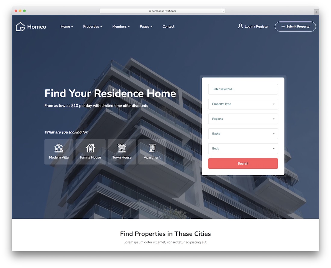 tema homeo real estate wordpress