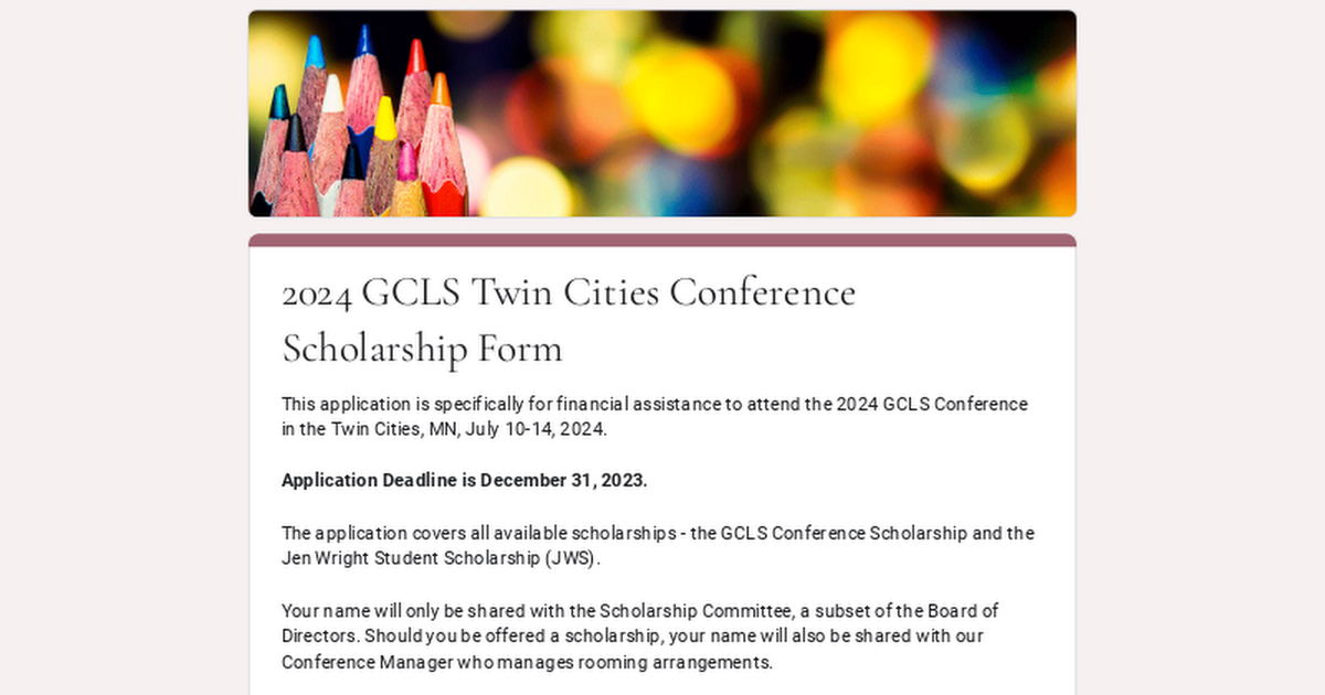 2024 GCLS Twin Cities Conference Scholarship Form