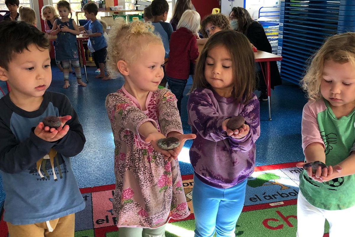 casa students making their own story rocks for Indigenous People's day