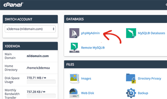 Inicie o phpMyAdmin