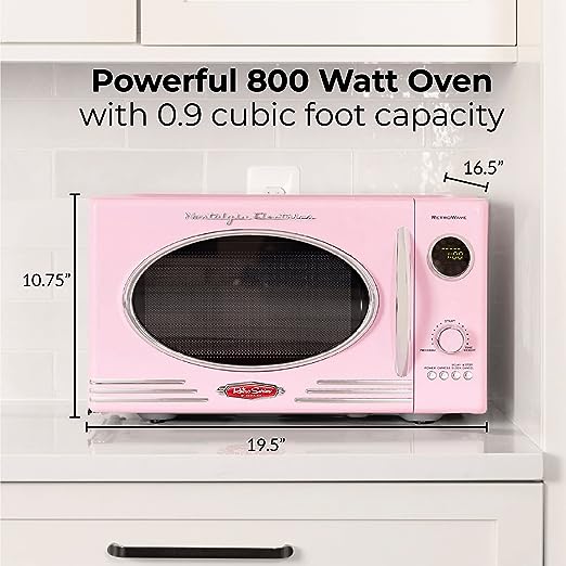 0.9 cu ft nostalgia pink microwave specifications