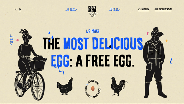 Página inicial do site Crazy About Eggs
