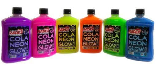 linha de colas para slime da Radex - Cola Neon Glow