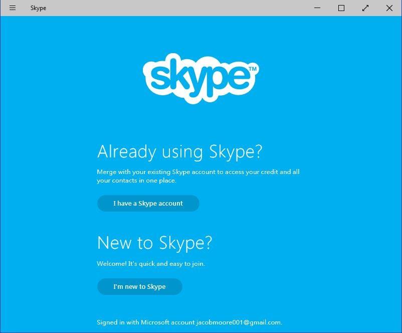 if you are an existing Skype user you can choose to merge your Microsoft account