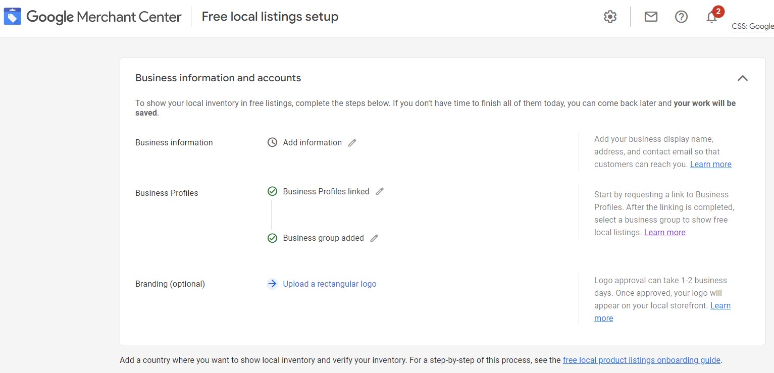 steps to upload Google Local Inventory Feed