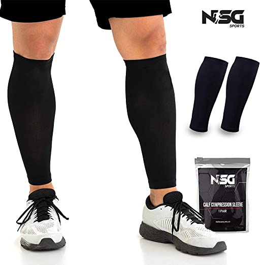 NSG Sports Calf Compression Sleeve For Men & Women, Top Grade Compression Calf Sleeves For Shin Splints, Injury Recovery And Calf Pain Relief to Help Running, Cycling and Maternity (Medium, 1 Pair)