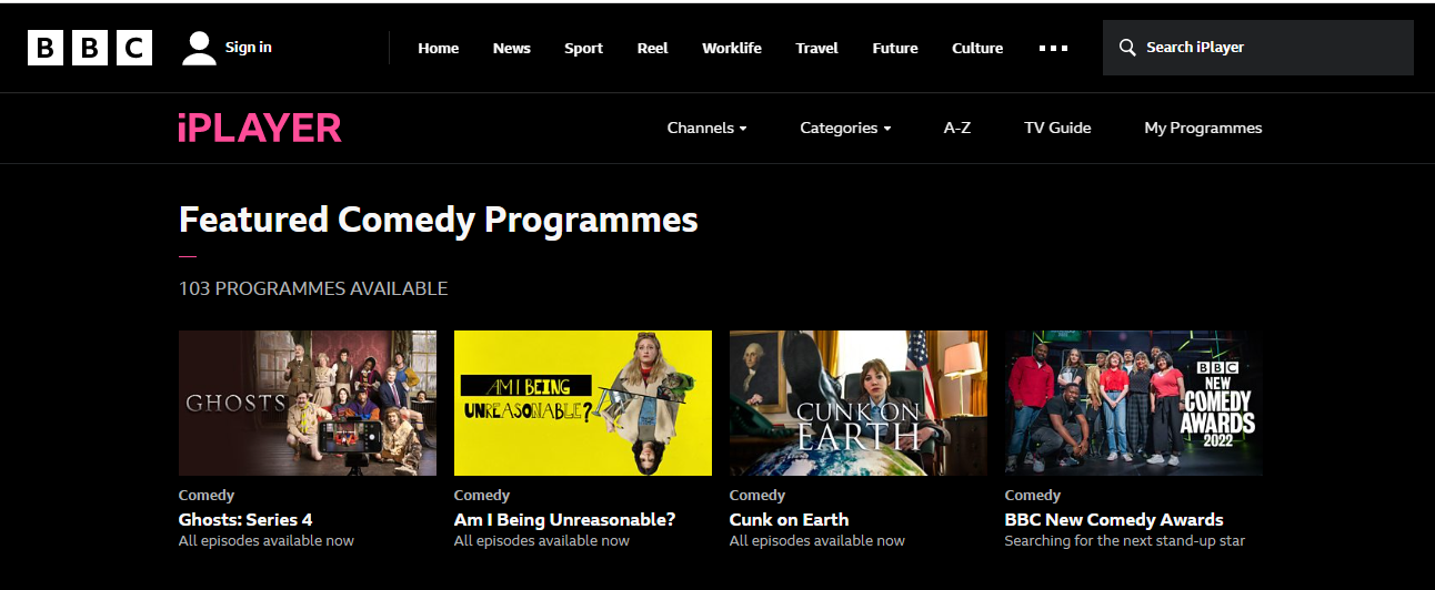 Comedy Programmes on BBC iPlayer