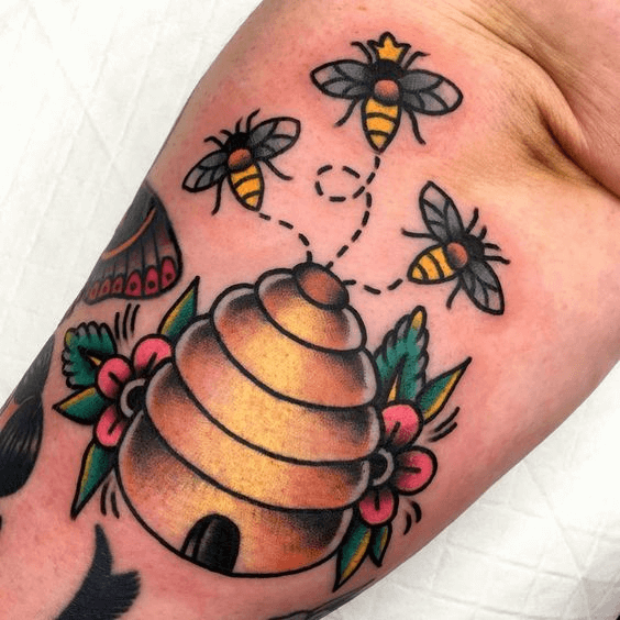 Beehive bee Tattoo