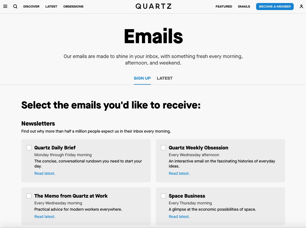 Quartz newsletters