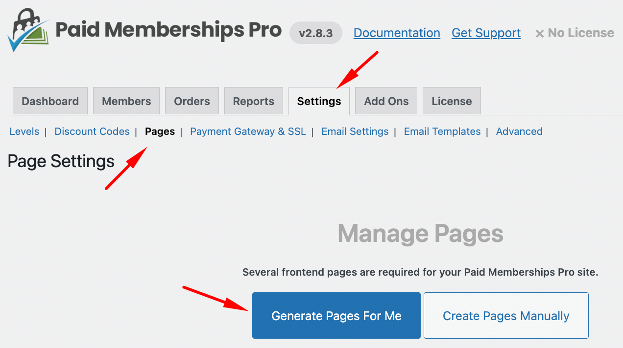 create membership pages