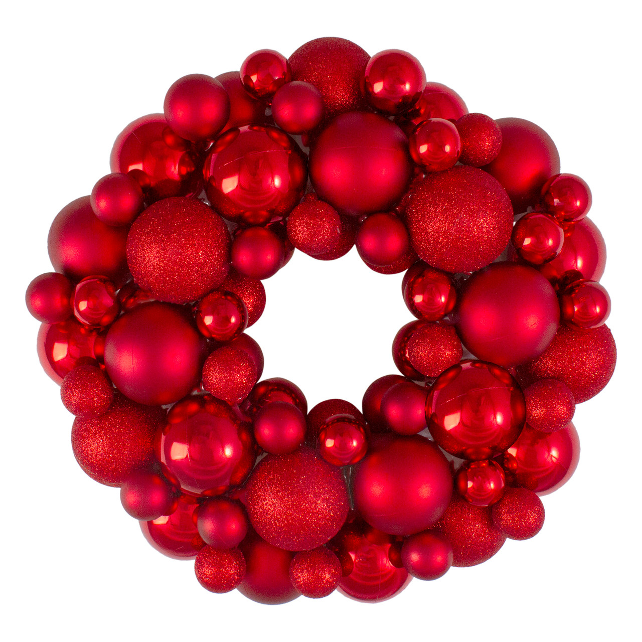 red shatterproof ornament wreath