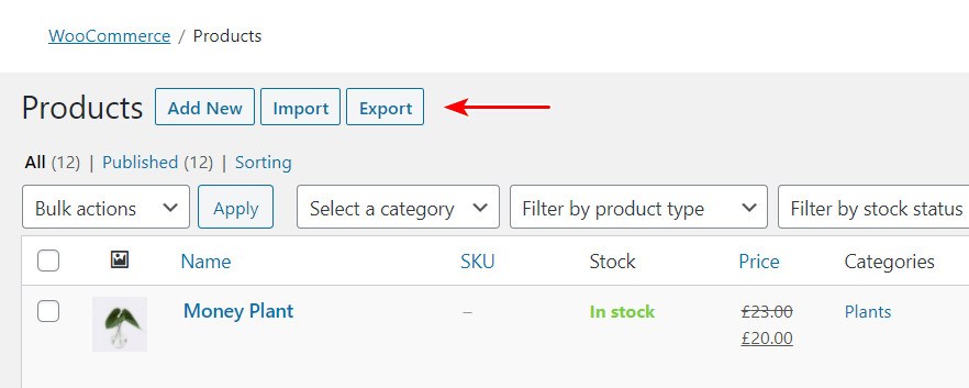 how to export woocommerce products