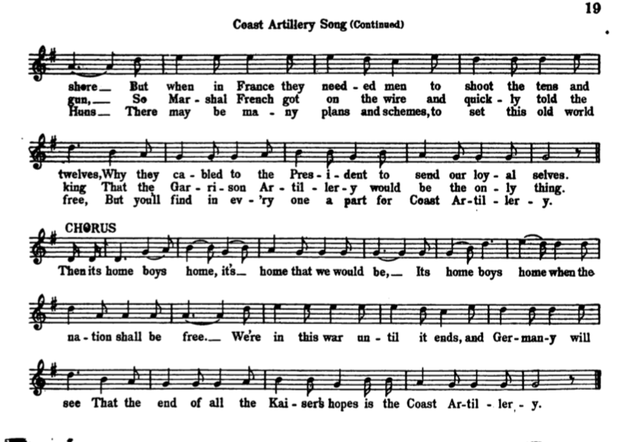 The Annotated Army Song Book World War I Centennial - us coast guard theme song roblox id code