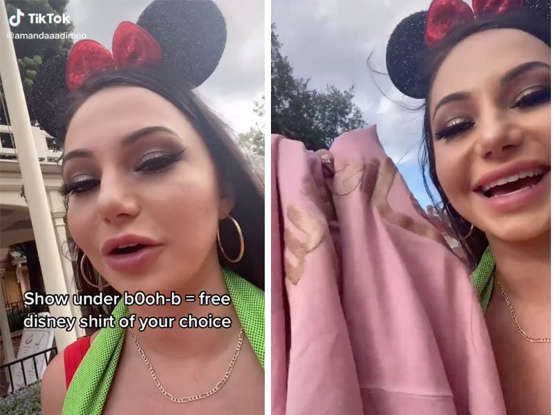 Another TikTok star stated that she received a free Magic Kingdom T-shirt, which violated the theme park's dress code. 