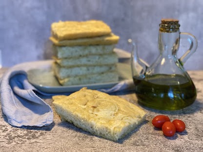Organic Focaccia typical from our region Liguria whe the sea and the mountains are one hour away - Org AP Flour - Tray 16x11 inch