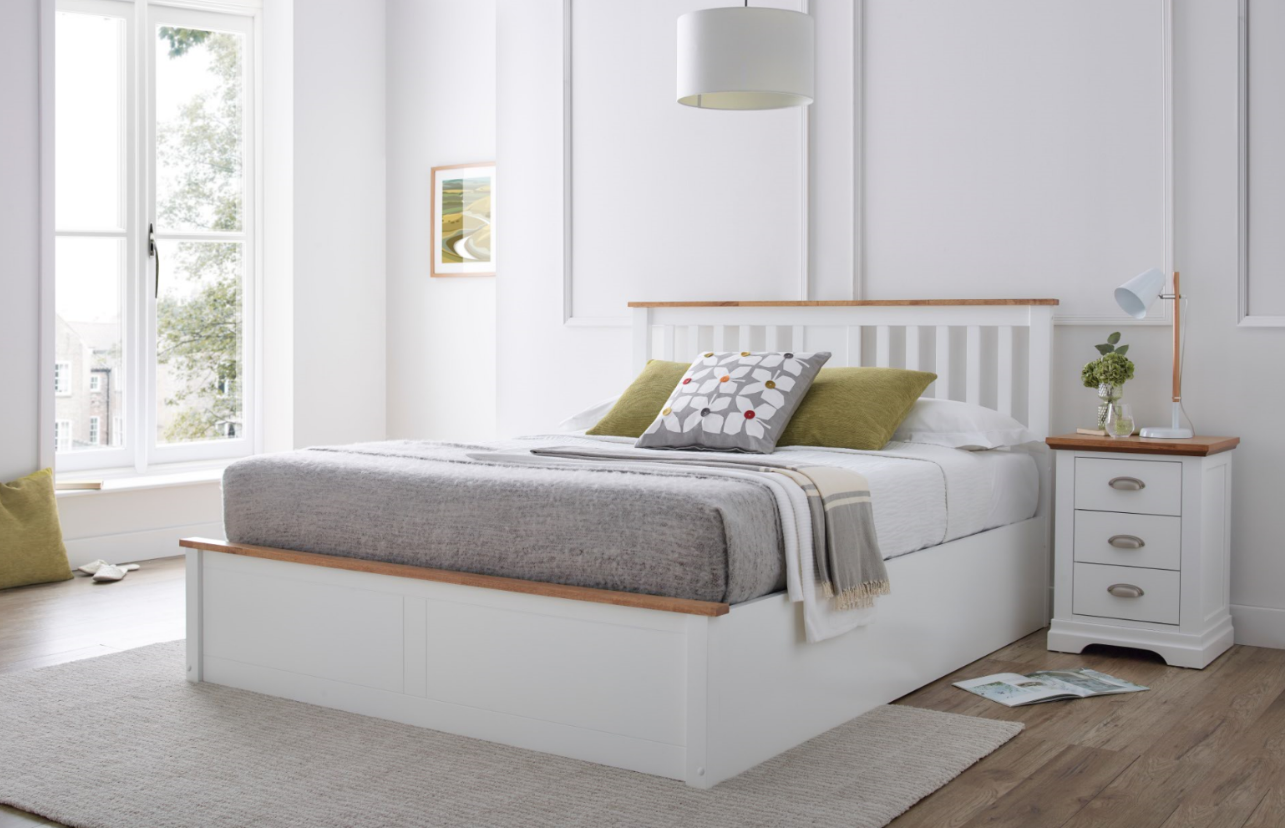 verona white ottoman bed