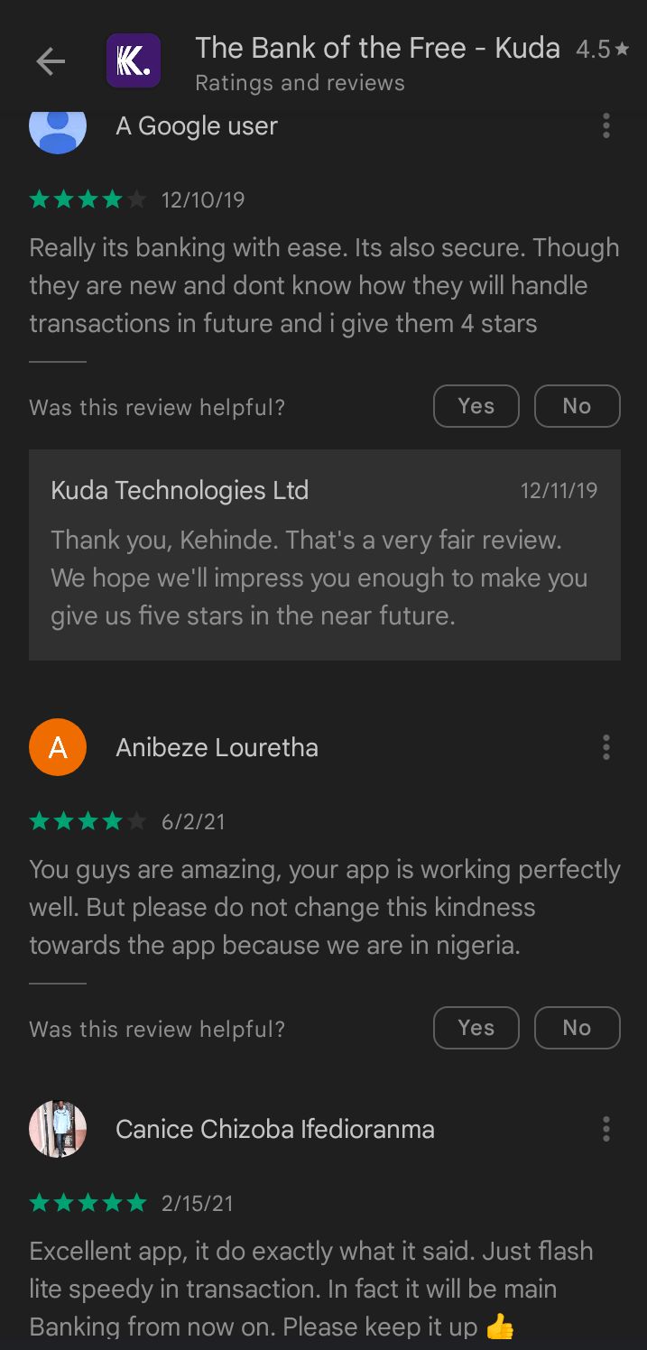 Kuda Bank reviews