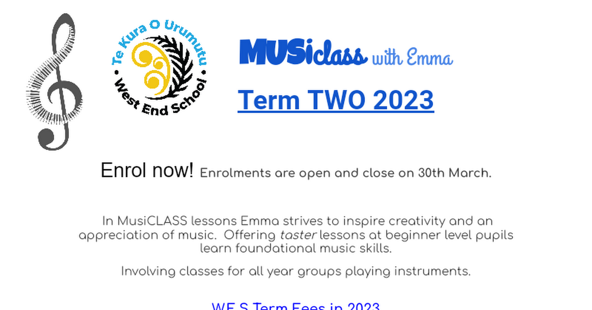 MusiClass at W.E.S. Term TWO 2023