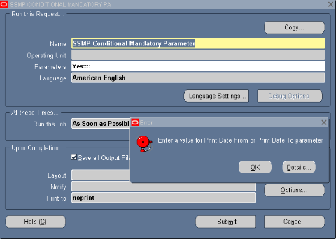 Conditionally mandatory parameters of concurrent program