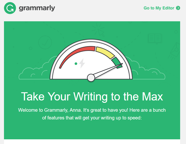 welcome page examples grammarly