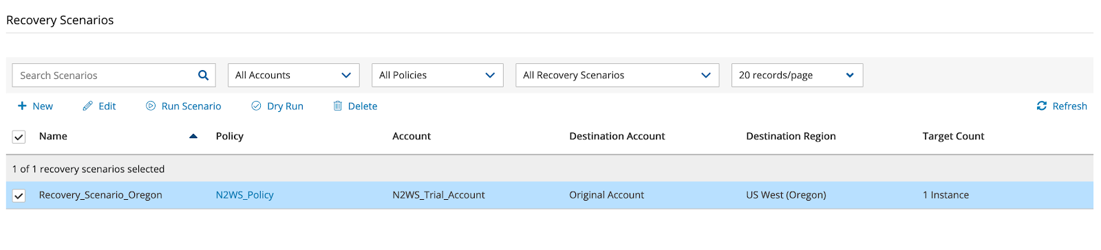 n2ws v3.0 recovery scenarios