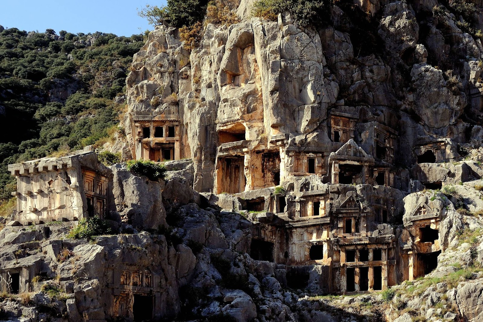 famous landmarks in Turkey, tombs of myra, rock cut necropolis