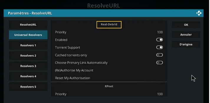 real debrid setup on kodi