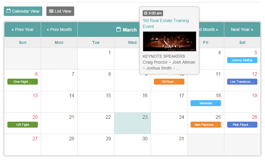 Facebook Events Calendar