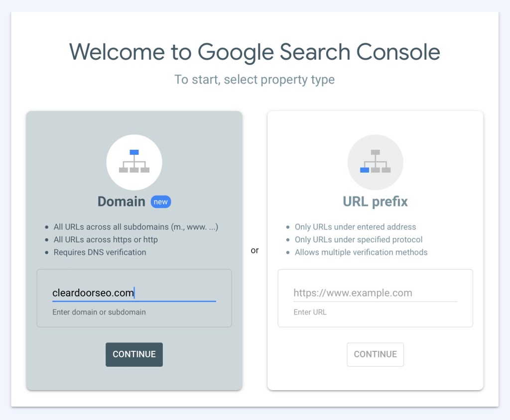 domain property google search console