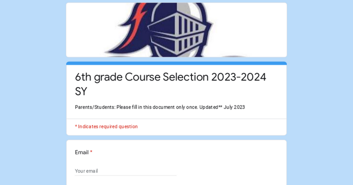 6th grade Course Selection 2023-2024 SY
