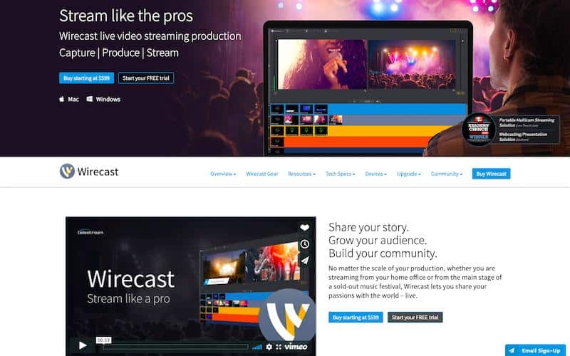 Wirecast: producción de transmisión de video en vivo