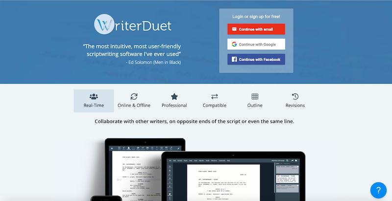 Meilleur logiciel de scénarisation : WriterDuet