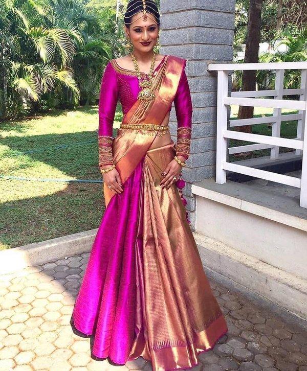 23 Elegant Saree Lehenga Designs For The South Indian Brides! |  WeddingBazaar