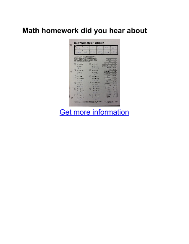 Did You Hear About Math Worksheet Answers